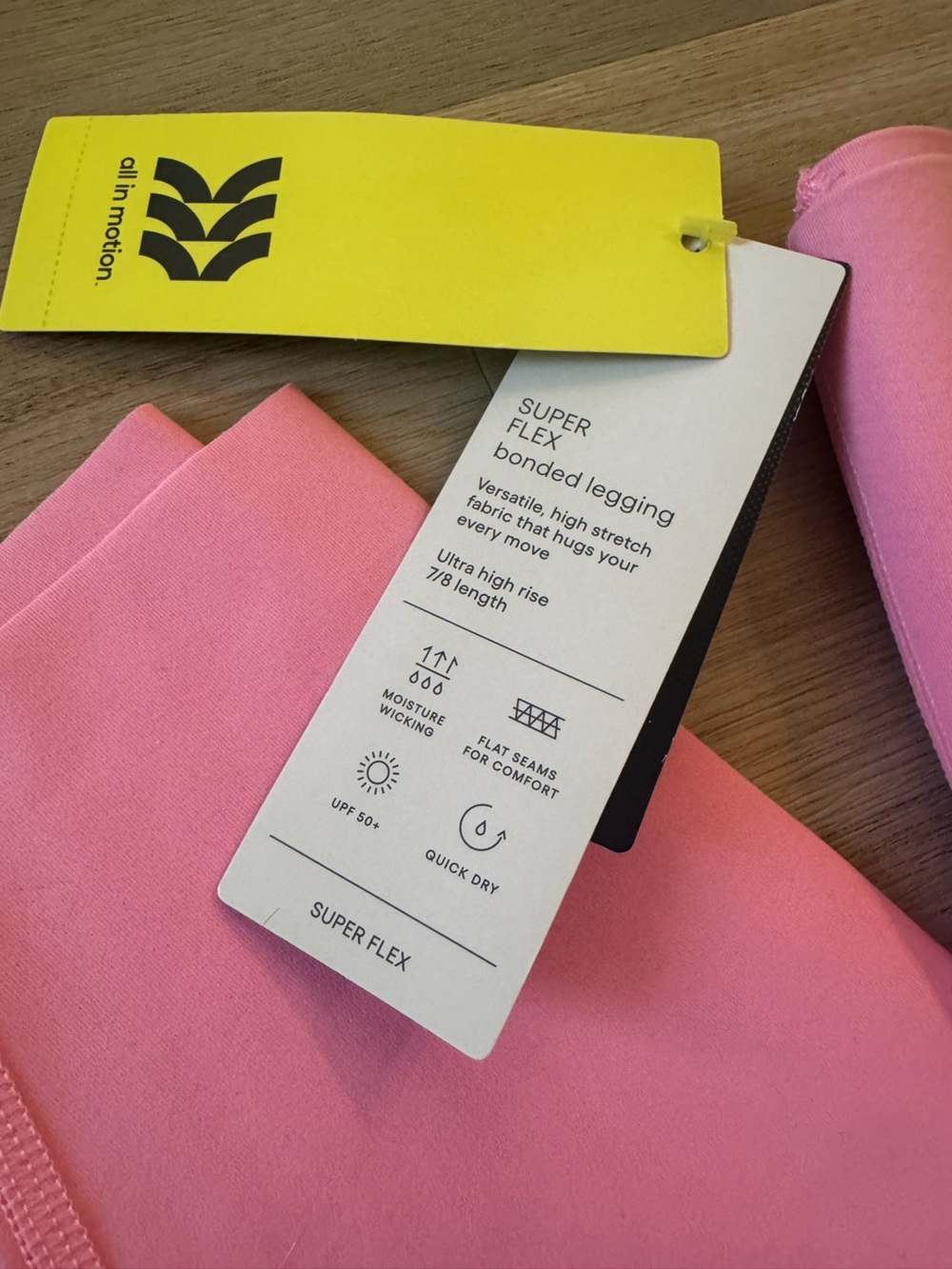 NWT All in Motion | Super Flex Ultra High Rise Pink Leggings | Size Small - Picture 6 of 7